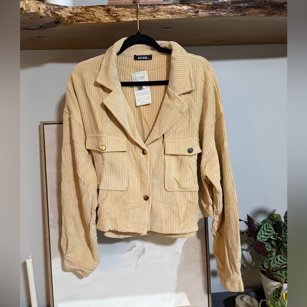 NWT BTFBM Tan Corduroy Crop Blazer